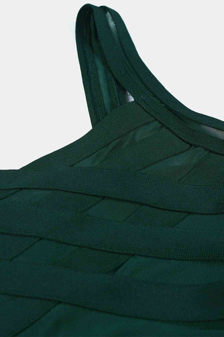 Sleeveless Spliced Mesh Midi Bandage Dress |1mrk.com