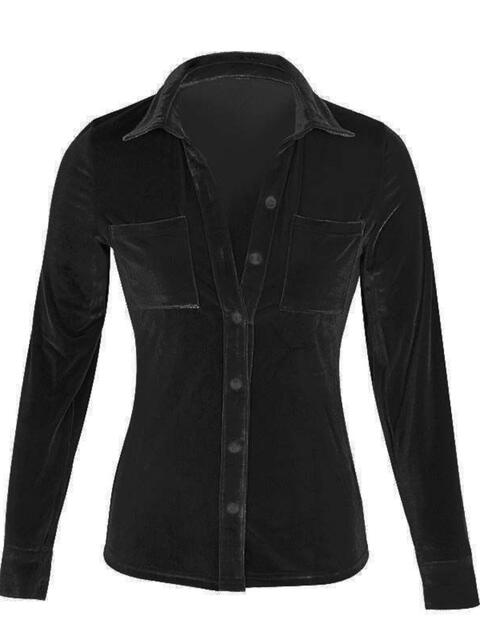 Button Up Collared Shirt with Breast Pockets |1mrk.com
