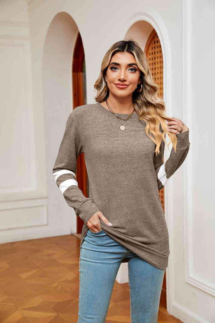 Round Neck Long Sleeve Top | 1mrk.com