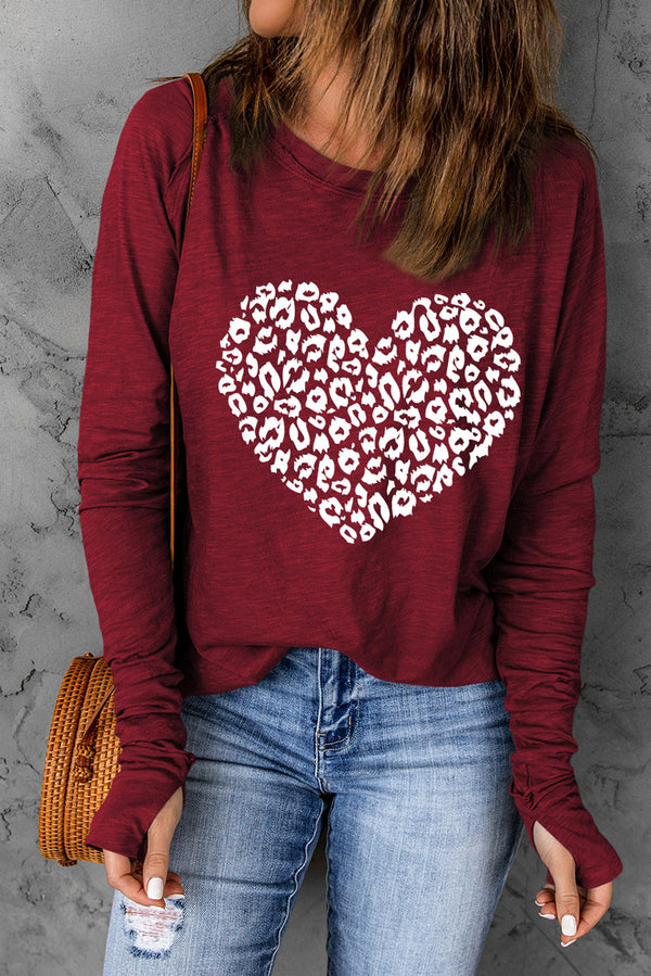 Heart Graphic Round Neck Long Sleeve T-Shirt | Trendsi