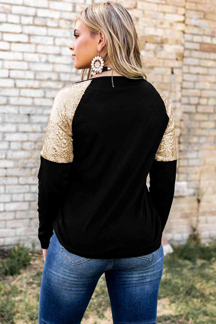 Graphic Sequin Long Sleeve Top | 1mrk.com