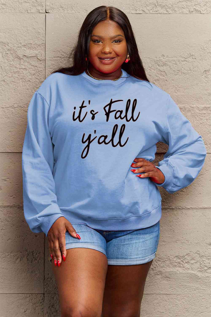 Simply Love Full Size IT'S FALL Y'ALL Graphic Sweatshirt |1mrk.com