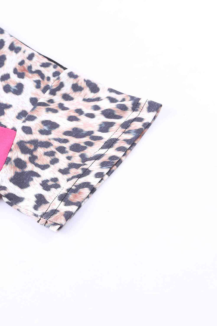 Leopard Color Block Short Sleeve Tee | 1mrk.com