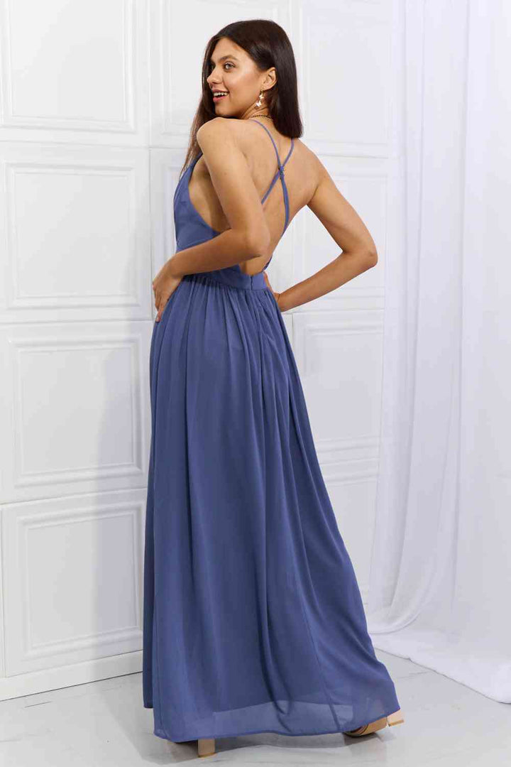 OneTheLand Captivating Muse Open Crossback Maxi Dress | 1mrk.com