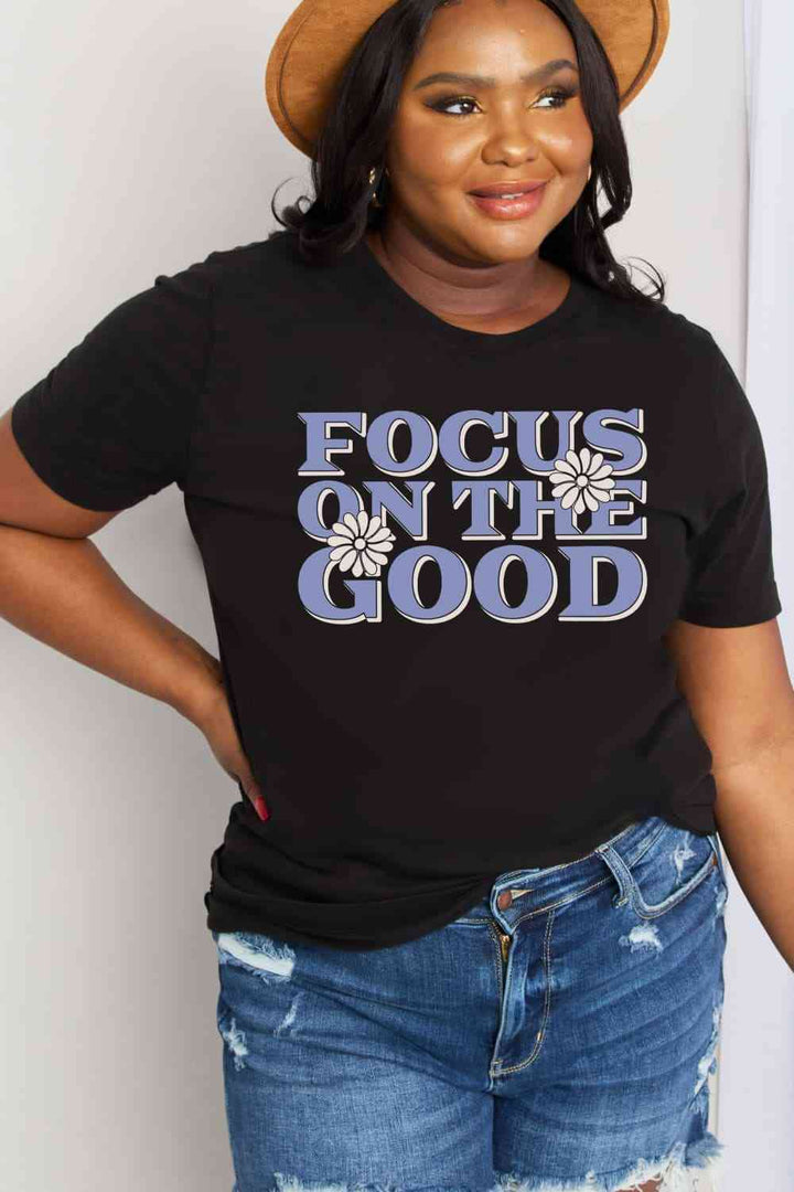 Simply Love Full Size FOCUS ON THE GOOD Graphic Cotton Tee | 1mrk.com