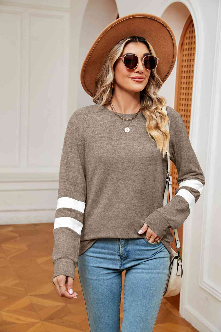 Round Neck Long Sleeve Top | 1mrk.com