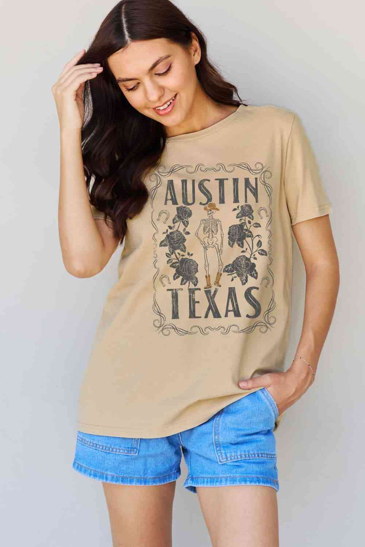 Simply Love Full Size AUSTIN  TEXAS Graphic Cotton T-Shirt | 1mrk.com