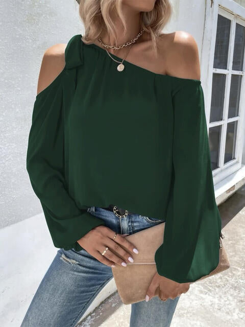 Cold-Shoulder Long Sleeve Blouse | 1mrk.com