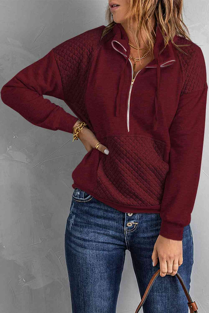 Quilted Half-Zip Sweatshirt with Pocket |1mrk.com