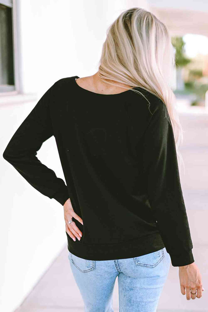 Round Neck Long Sleeve Sweatshirt |1mrk.com