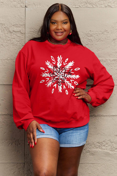 Simply Love Full Size LET IT SNOW Long Sleeve Sweatshirt |1mrk.com