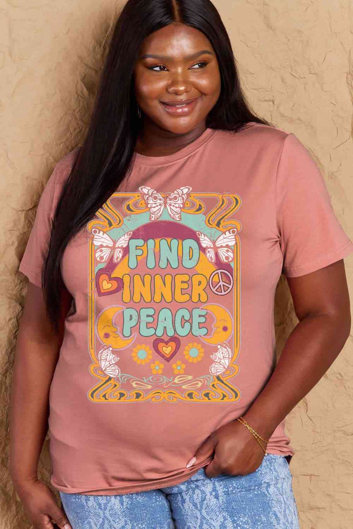 Simply Love Full Size FIND INNER PEACE Graphic Cotton T-Shirt | 1mrk.com