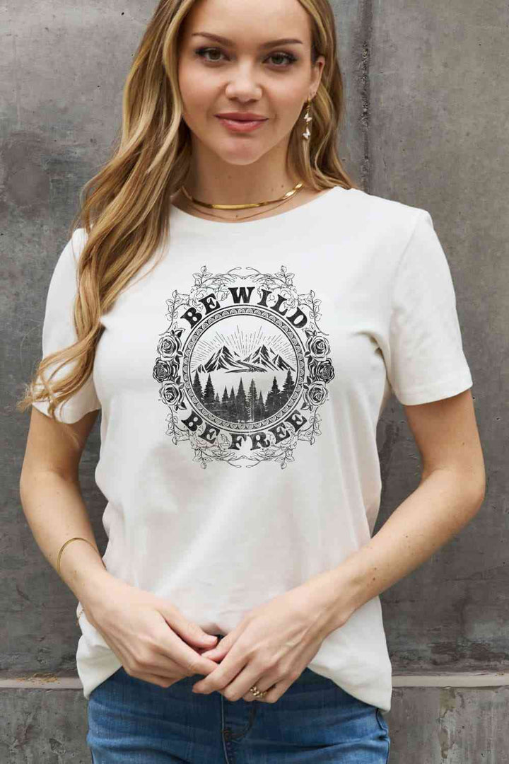 Simply Love Full Size BE WILD BE FREE Graphic Cotton T-Shirt | 1mrk.com