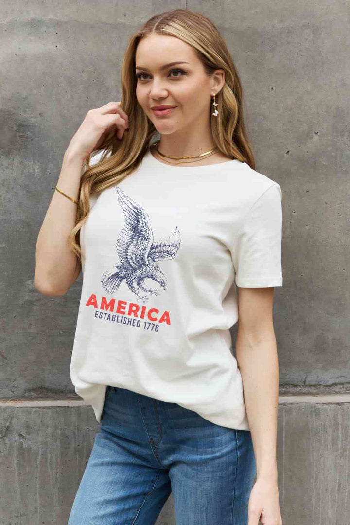 Simply Love AMERICA ESTABLISHED 1776 Graphic Cotton T-Shirt | 1mrk.com