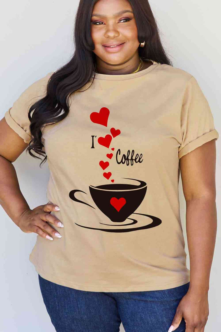 Simply Love Full Size I LOVE COFFEE Graphic Cotton Tee | 1mrk.com