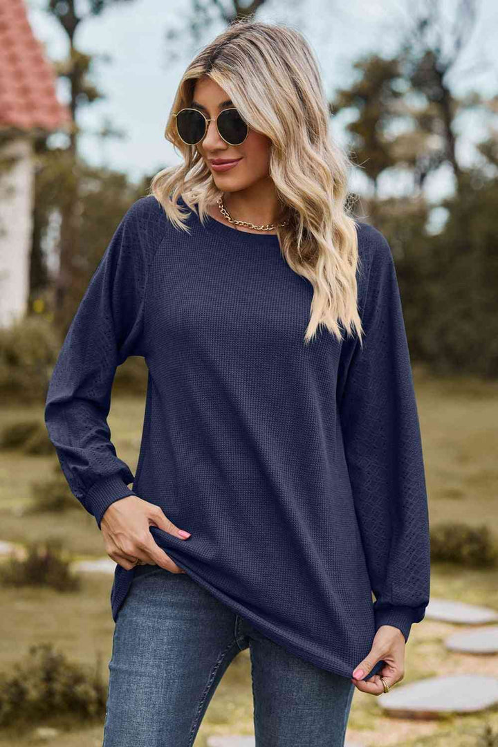 Round Neck Raglan Sleeve Sweatshirt |1mrk.com