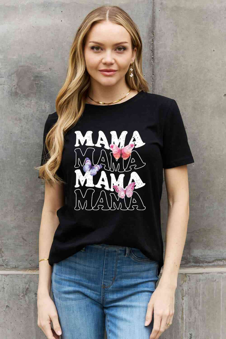 Simply Love MAMA Butterfly Graphic Cotton T-Shirt | 1mrk.com