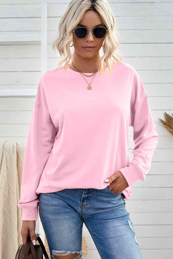 Drop Shoulder Ribbed Trim Sweatshirt |1mrk.com