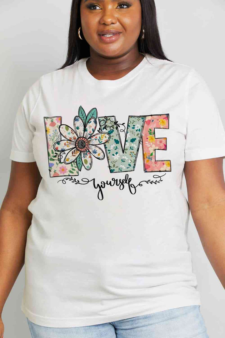 Simply Love Full Size LOVE YOURSELF Graphic Cotton Tee | 1mrk.com