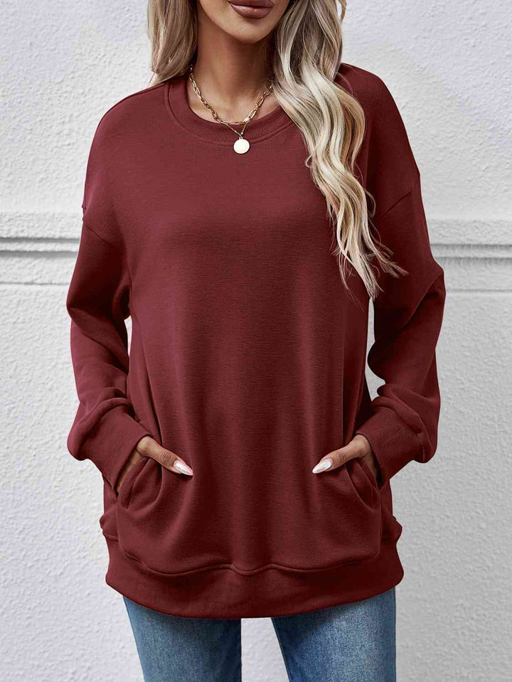 Dropped Shoulder Sweatshirt with Pockets |1mrk.com