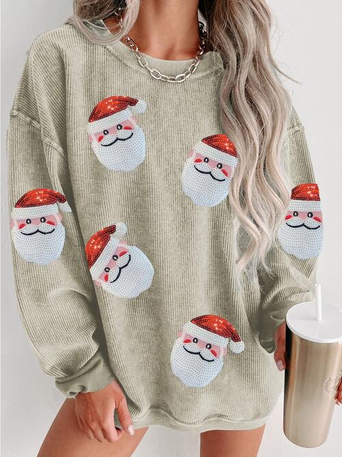 Sequin Santa Patch Ribbed Sweatshirt |1mrk.com