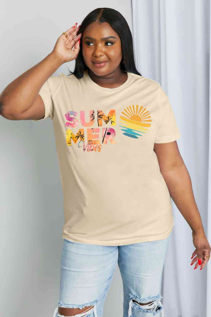 Simply Love Full Size SUMMER VIBES Graphic Cotton Tee | 1mrk.com