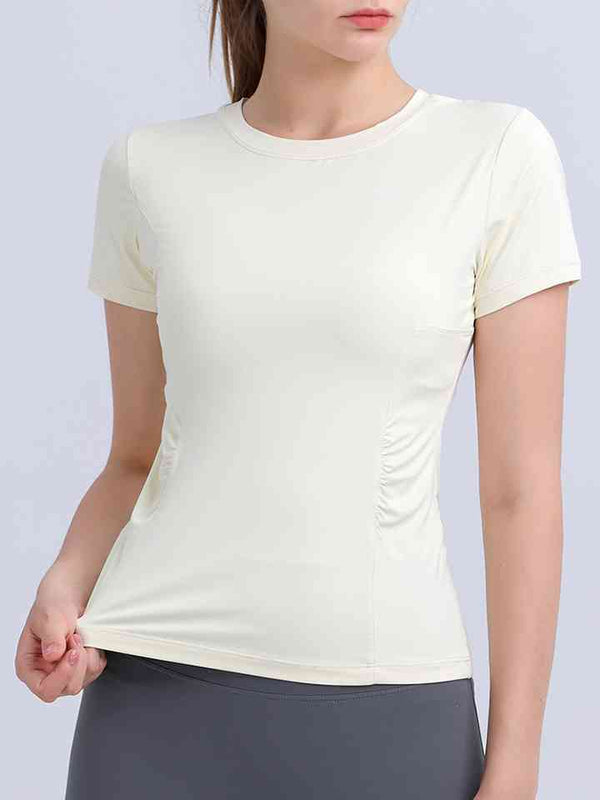 Round Neck Short Sleeve Active Top | 1mrk.com