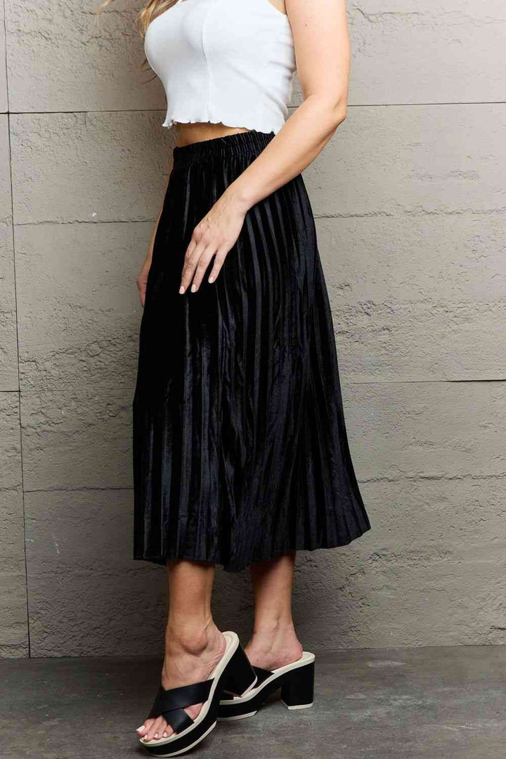 Ninexis Accordion Pleated Flowy Midi Skirt |1mrk.com