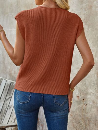 Pocketed Round Neck Knit Top |1mrk.com