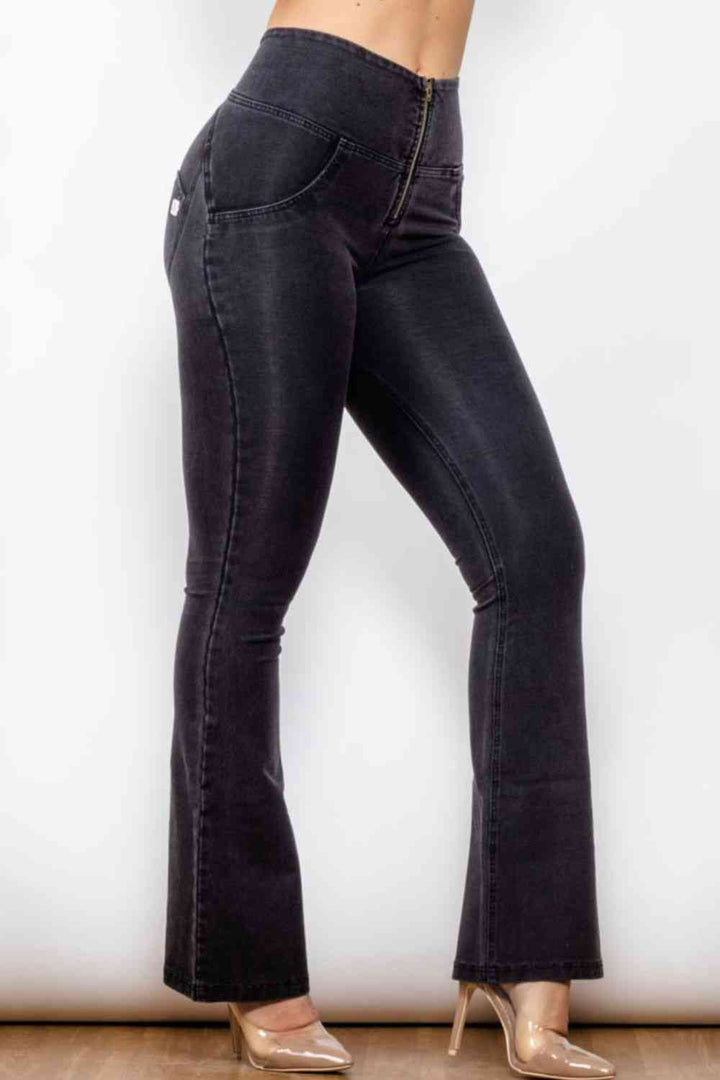 Zip Detail Flare Long Jeans | 1mrk.com