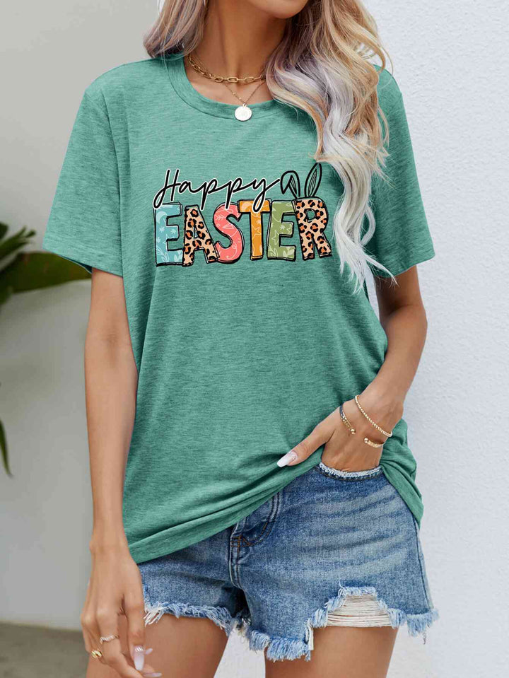 HAPPY EASTER Graphic Round Neck Tee Shirt | 1mrk.com