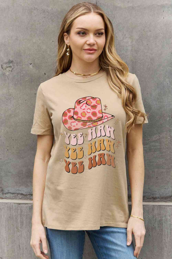 Simply Love Simply Love Full Size YEE HAH YEE HAH YEE HAH Graphic Cotton Tee | 1mrk.com