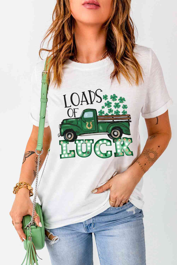 LOADS OF LUCK Graphic Round Neck Tee | 1mrk.com