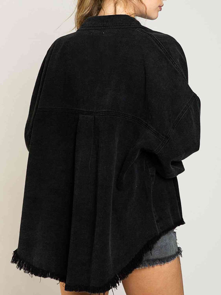 Sequin Detail Long Sleeve Denim Jacket | 1mrk.com