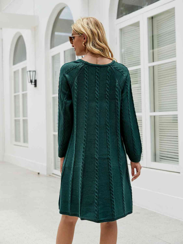 Cable-Knit Long Sleeve Sweater Dress | 1mrk.com