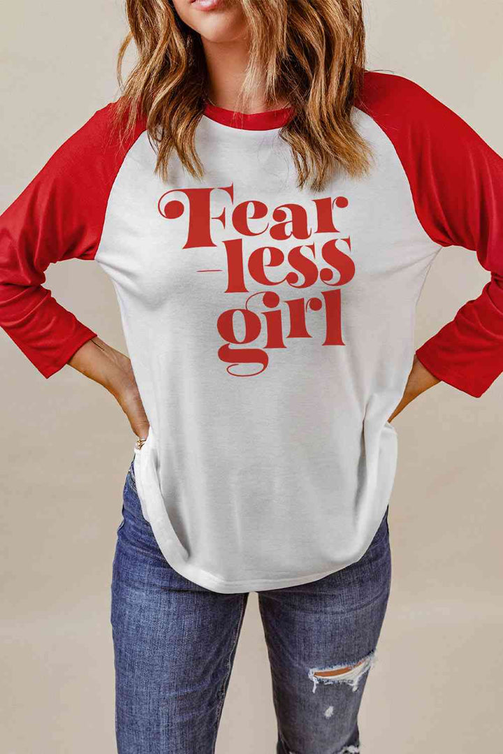 FEARLESS GIRL Graphic Raglan Sleeve Top | 1mrk.com