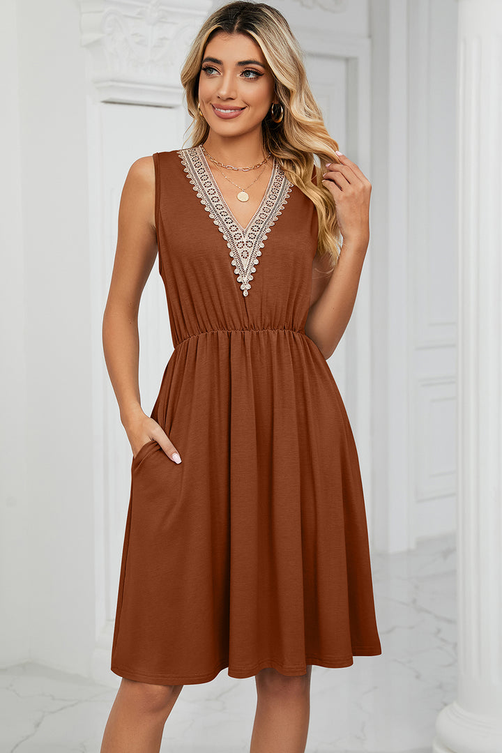 Pocketed V-Neck Wide Strap Dress | Trendsi