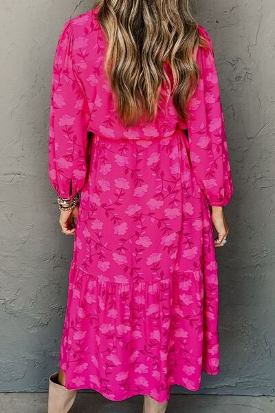 Ruched Printed Long Sleeve Dress |1mrk.com