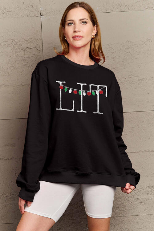 Simply Love Full Size LIT Long Sleeve Sweatshirt |1mrk.com