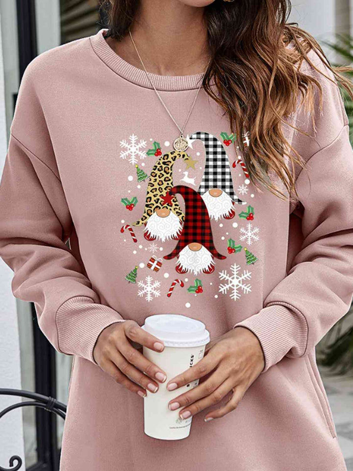 Graphic Round Neck Dropped Shoulder Sweatshirt |1mrk.com