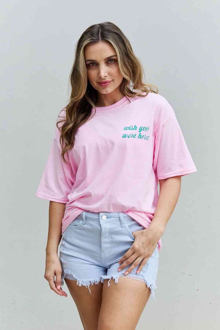 Sweet Claire "Wish You Were Here" Oversized Graphic T-Shirt | 1mrk.com