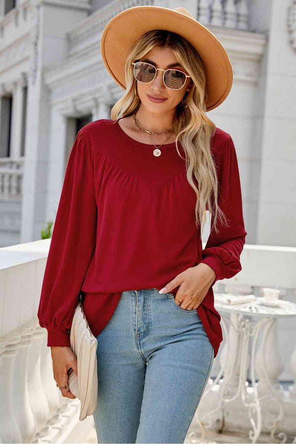 Round Neck Long Sleeve Top | 1mrk.com