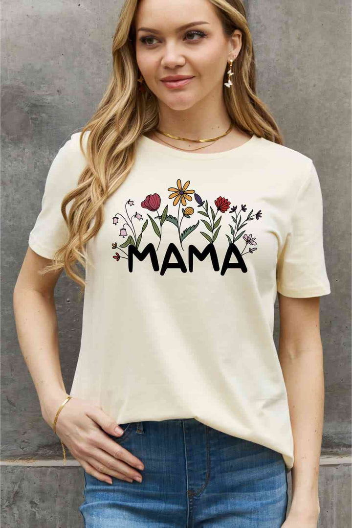 Simply Love Full Size MAMA Flower Graphic Cotton Tee | 1mrk.com