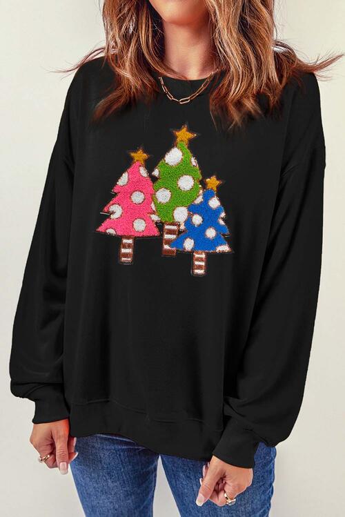 Tree Graphic Round Neck Sweatshirt |1mrk.com