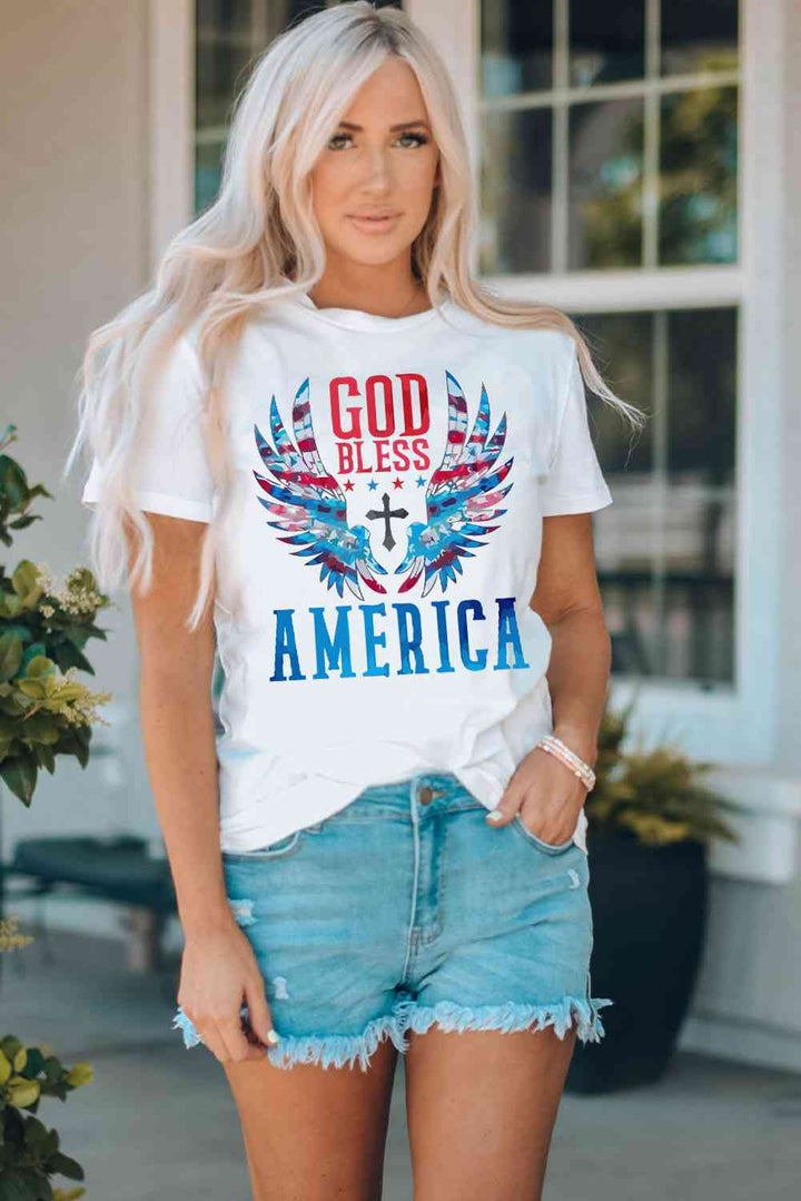 GOD BLESS AMERICA Cuffed Tee Shirt | 1mrk.com