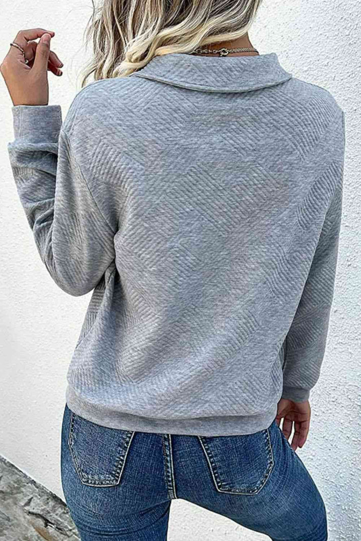 Contrast Ribbed Quarter-Snap Sweatshirt |1mrk.com