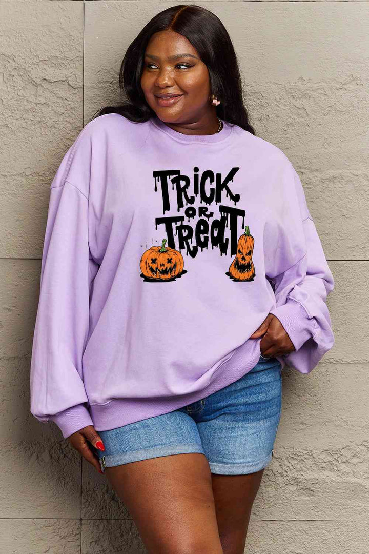 Simply Love Full Size TRICK OR TREAT Graphic Sweatshirt |1mrk.com