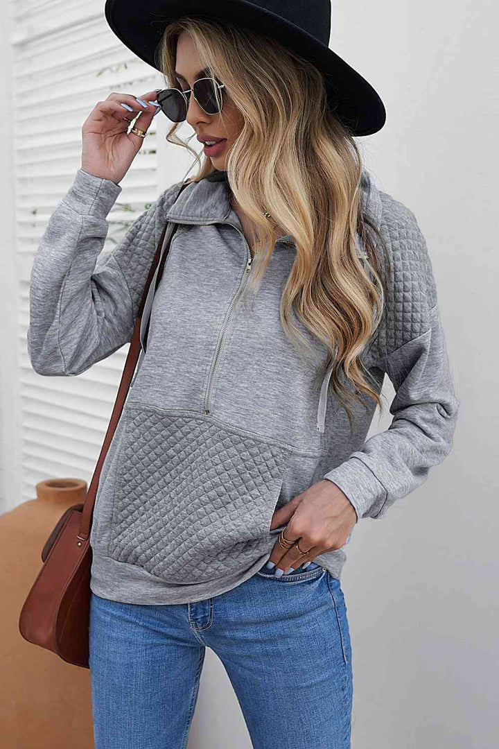 Quilted Half-Zip Sweatshirt with Pocket |1mrk.com