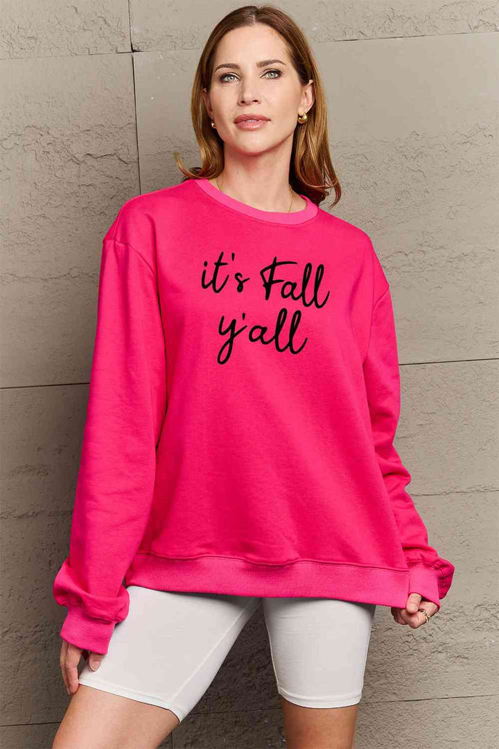 Simply Love Full Size IT'S FALL Y'ALL Graphic Sweatshirt |1mrk.com