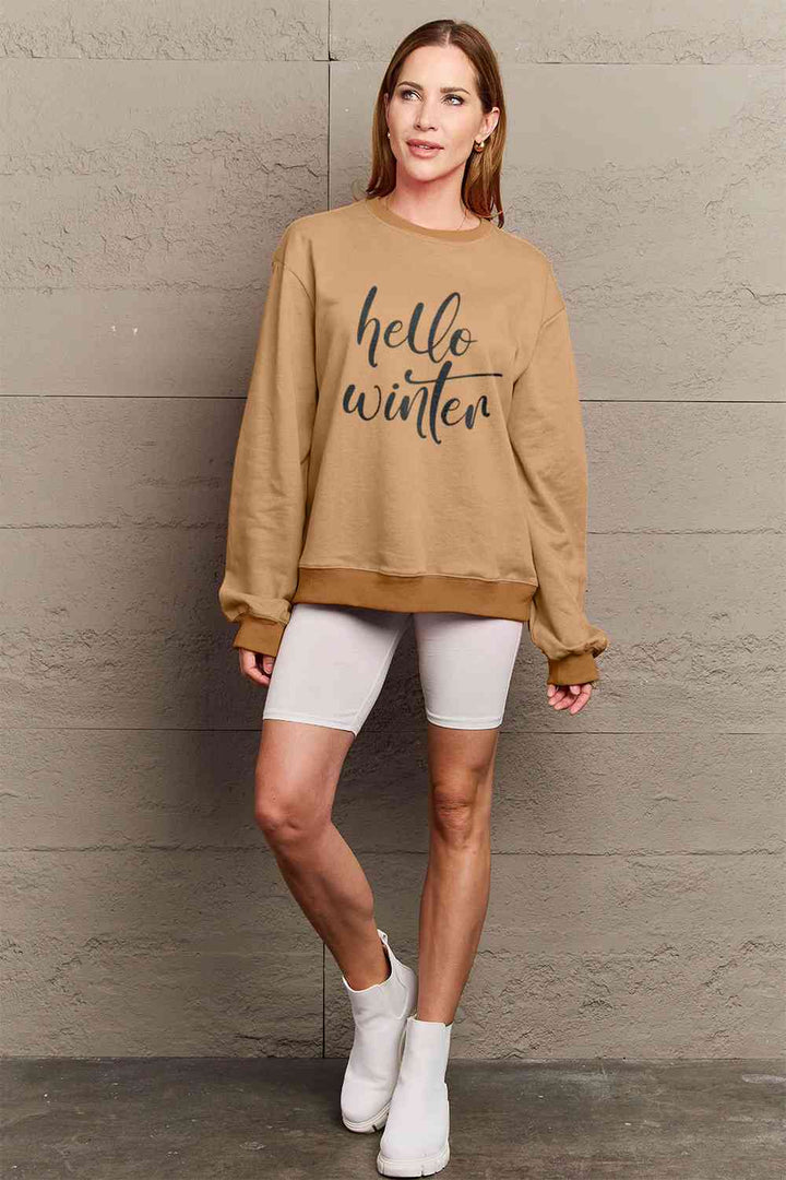 Simply Love Full Size HELLO WINTER Graphic Sweatshirt |1mrk.com